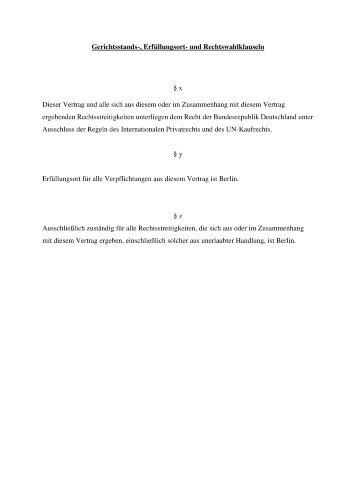 Gerichtsstands-, Erfüllungsort und Rechtswahlklauseln