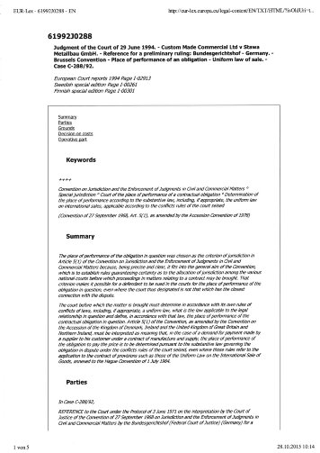 ECJ C 288-92 Custom Made Commercial